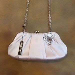 NEW - Charming Charlie Silver Satin Handbag